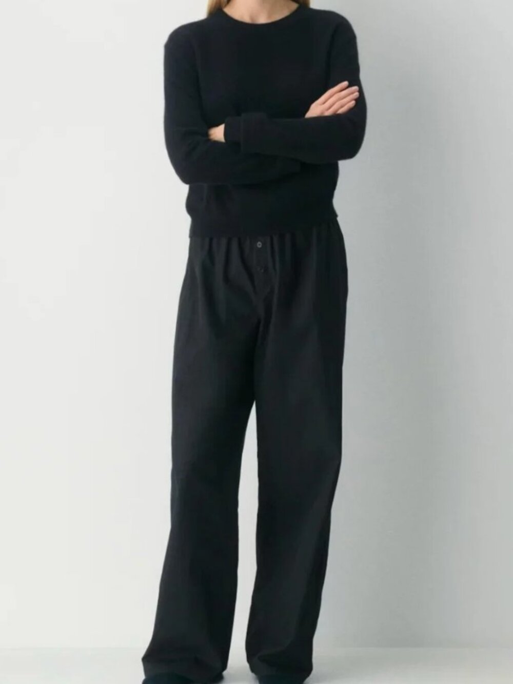 Aritzia The Group Babaton Women Black Aven Pull-On Wide Leg Pants Size Medium